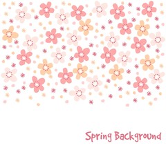 Cute spring card with cherry tree blossoms, vector pattern