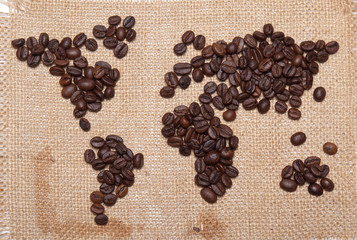Coffee map on hessian background