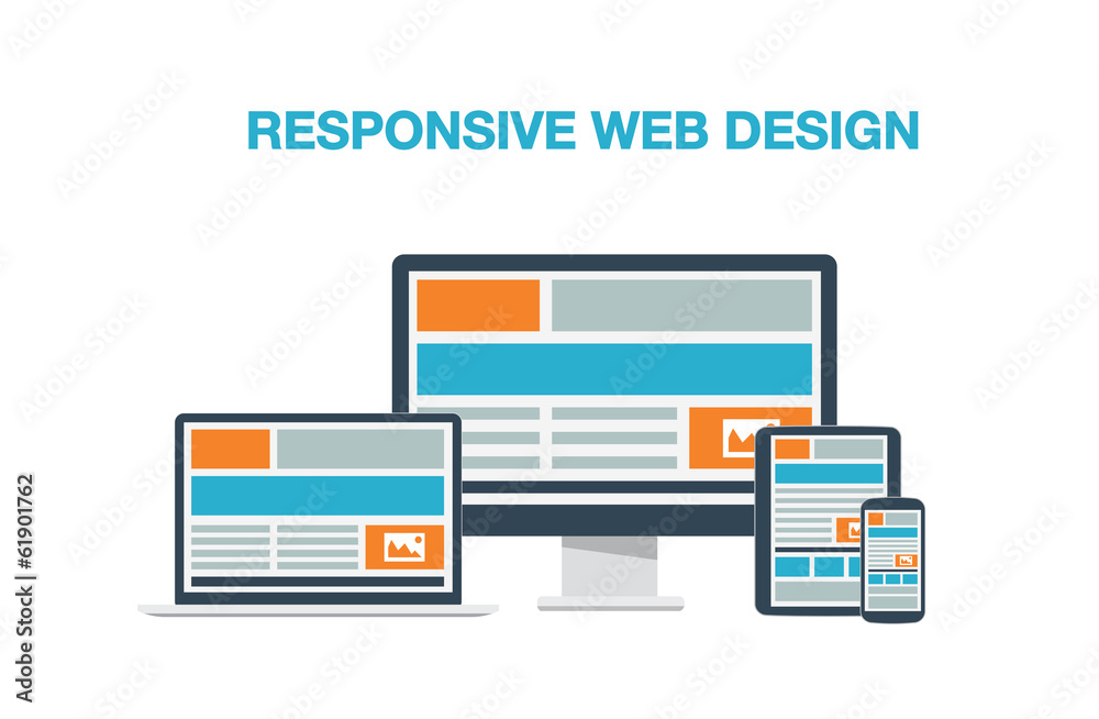 Leinwandbilder fully responsive web design flat computer icons vector