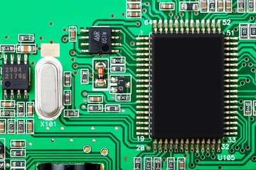 Computer motherboard closeup