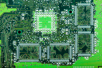 Computer motherboard closeup