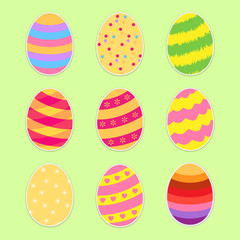 Easter Eggs Set. Flat Style. Vector