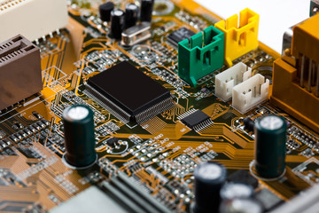 Fototapeta na wymiar Computer motherboard closeup