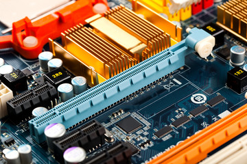 Fototapeta premium Computer motherboard closeup