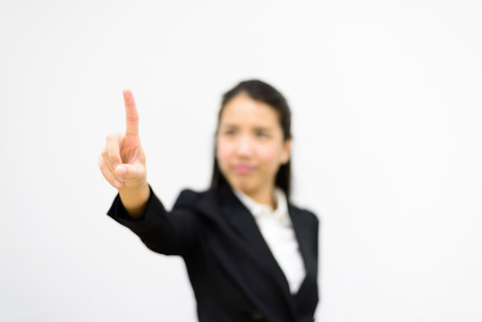 Thai business woman pointing