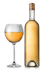 Bottle and glass of white wine
