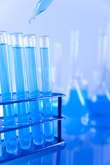 Test tubes closeup, laboratory 