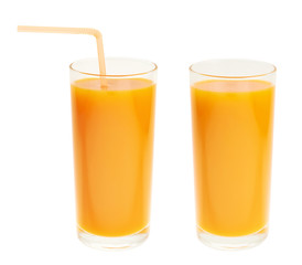 Tall glass full of orange carrot juice