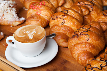 Beautiful cookie and bakery with cup of coffee