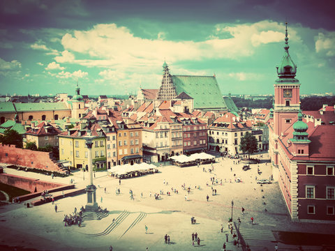 Old town in Warsaw, Poland. Vintage