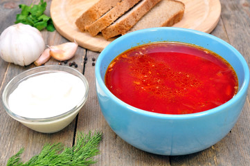 Traditional Russian-Ukrainian borscht soup