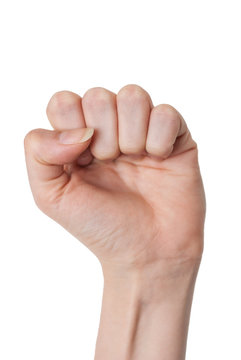 Closeup Of Female Hand Closed Clenched Fist Rebel Sign