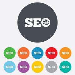 SEO sign icon. Search Engine Optimization symbol.