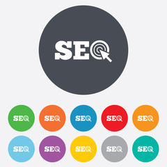 SEO sign icon. Search Engine Optimization symbol.