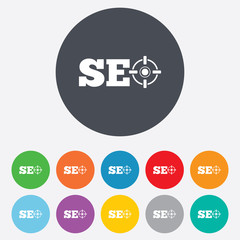 SEO sign icon. Search Engine Optimization symbol.