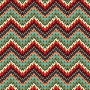 Seamless Zigzag Knitting Pattern. Vector illustration.