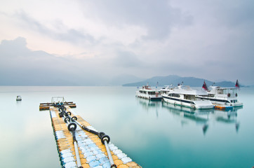 Beautiful sunrise of Sun Moon Lake in Taiwan