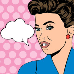 cute retro woman in comics style