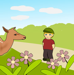 Obraz premium Bambi and little Boy