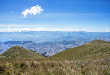 View of Quito from the high Andes mountains