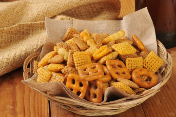 Snack mix and beer