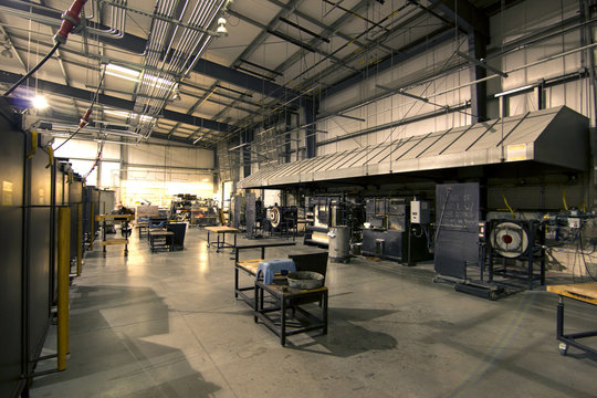Interior of furnace glassblowing factory