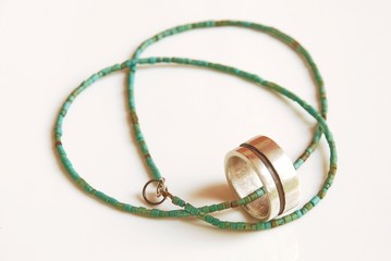 Silver ring with authentic Turquoise necklace, Thailand