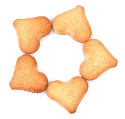 Heart-shaped cookies isolated on white