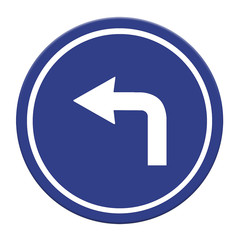 Turn left road sign. Part of a series.
