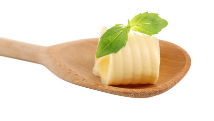 Curl of fresh butter with basil
