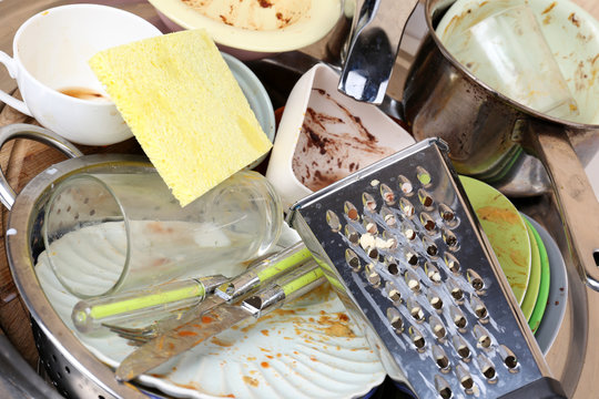 Kitchen utensils need wash close up