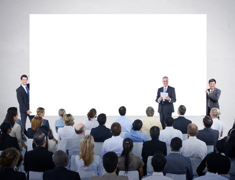 Men Holding White Board in Business Presentation