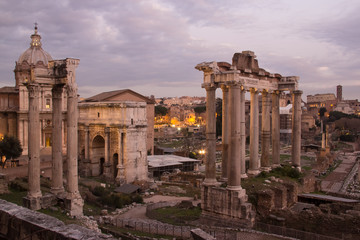 Ruins of ancient Rome and Constantine's arch