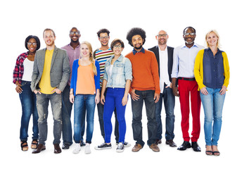 Fototapeta premium Gruop of Diverse People Standing Together with Toothy Smile