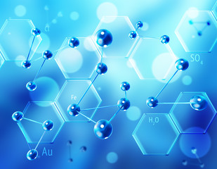 Chemistry science formula and molecules background.