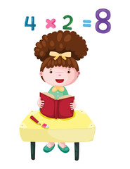 cute girl studying mathematics