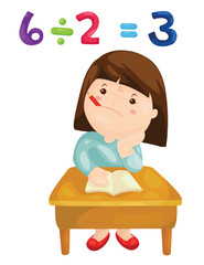 cute girl studying mathematics