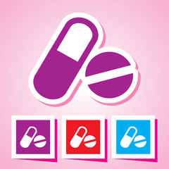 Pills and capsules icon set, Colourful vectors collection