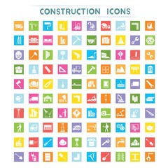construction icons, flat theme