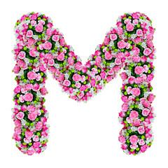 M, flower alphabet isolated on white with clipping path
