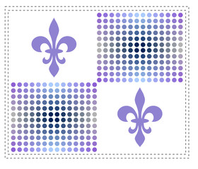 fleur de lis dots pattern - blue, grey and violet