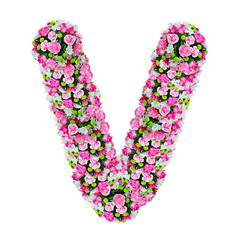 V, flower alphabet isolated on white with clipping path