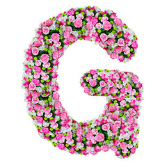 G, flower alphabet isolated on white with clipping path