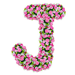 J, flower alphabet isolated on white with clipping path