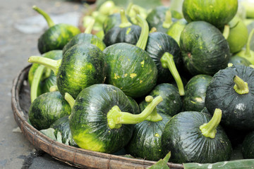 Fresh green pumpkin in the market