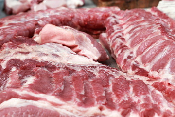 Fresh raw pork textured - in the market