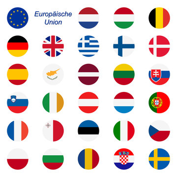 EU Mitgliedstaaten - Flaggen rund