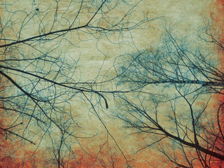 Retro paper with tree branches