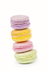Pastel color macaroons on white