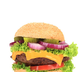Big appetizing fast food hamburger.